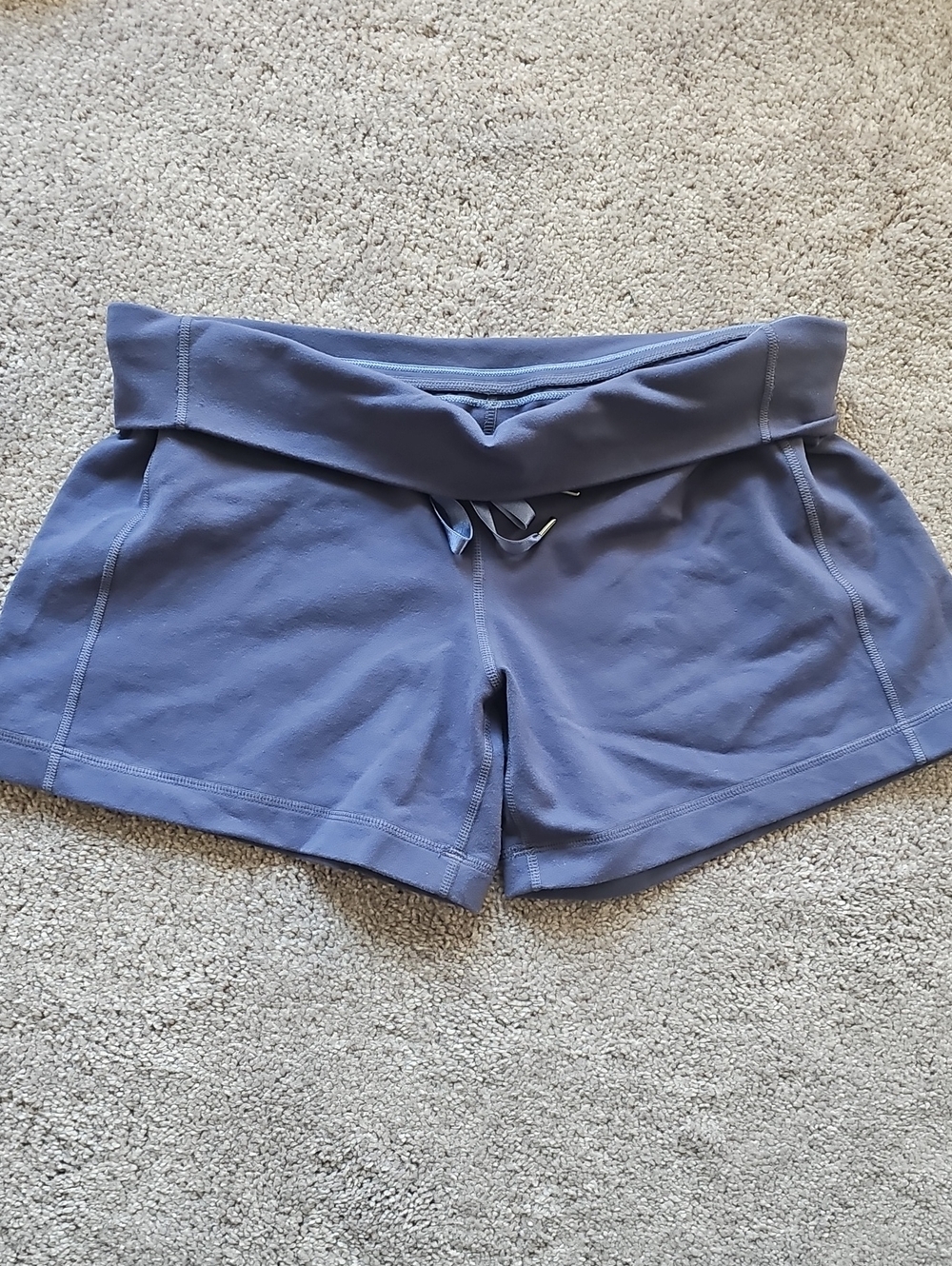 Lululemon Vintage 2000s Fold-Over Waist Active Shorts in Slate Blue